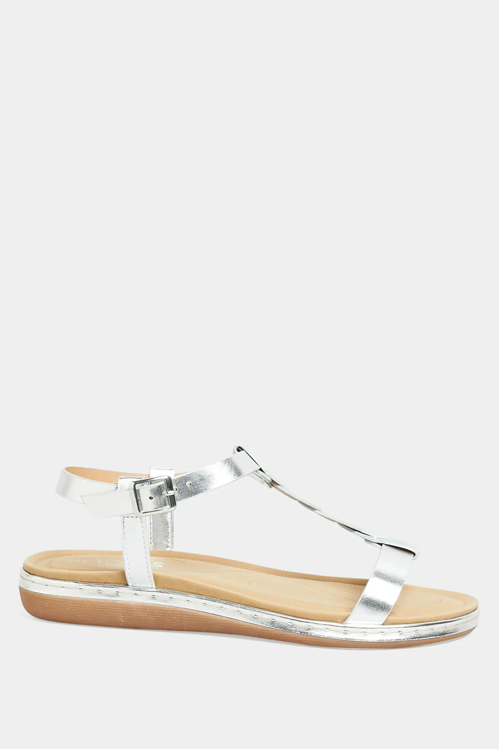Yours Yours Silver Plaited Strap Sandals In Wide E Fit & Extra Wide Eee Fit