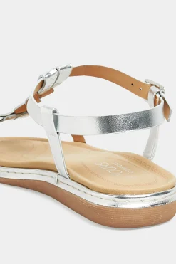 Yours Yours Silver Plaited Strap Sandals In Wide E Fit & Extra Wide Eee Fit