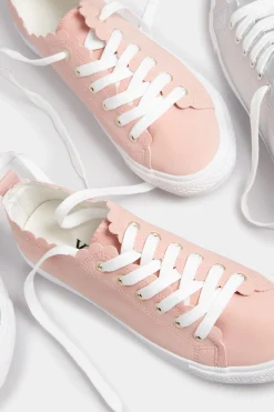 Yours Yours Silver Scalloped Edge Trainers In Wide E Fit