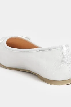 Yours Yours Silver Shimmer Ballerina Pumps In Wide E Fit & Extra Wide Eee Fit