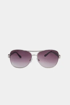 Yours Yours Silver Tone Diamante Detail Aviator Sunglasses