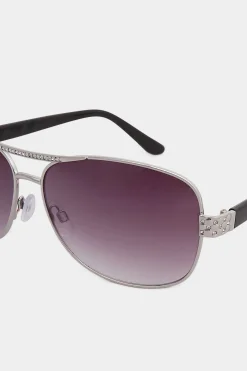Yours Yours Silver Tone Diamante Detail Aviator Sunglasses