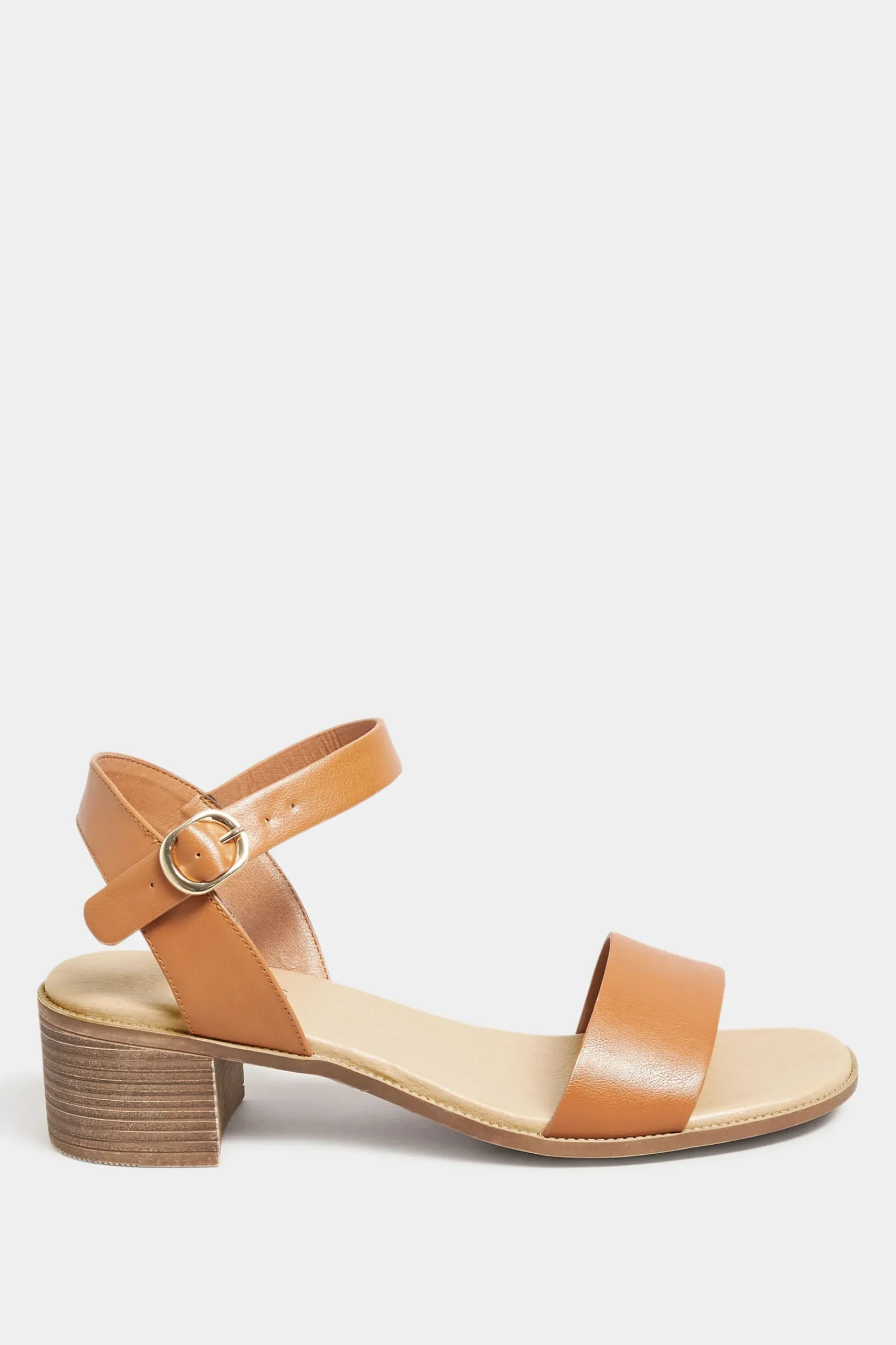 Yours Yours Tan Brown Strappy Low Heel Sandals In Extra Wide Eee Fit