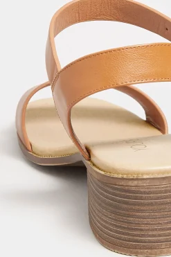 Yours Yours Tan Brown Strappy Low Heel Sandals In Extra Wide Eee Fit