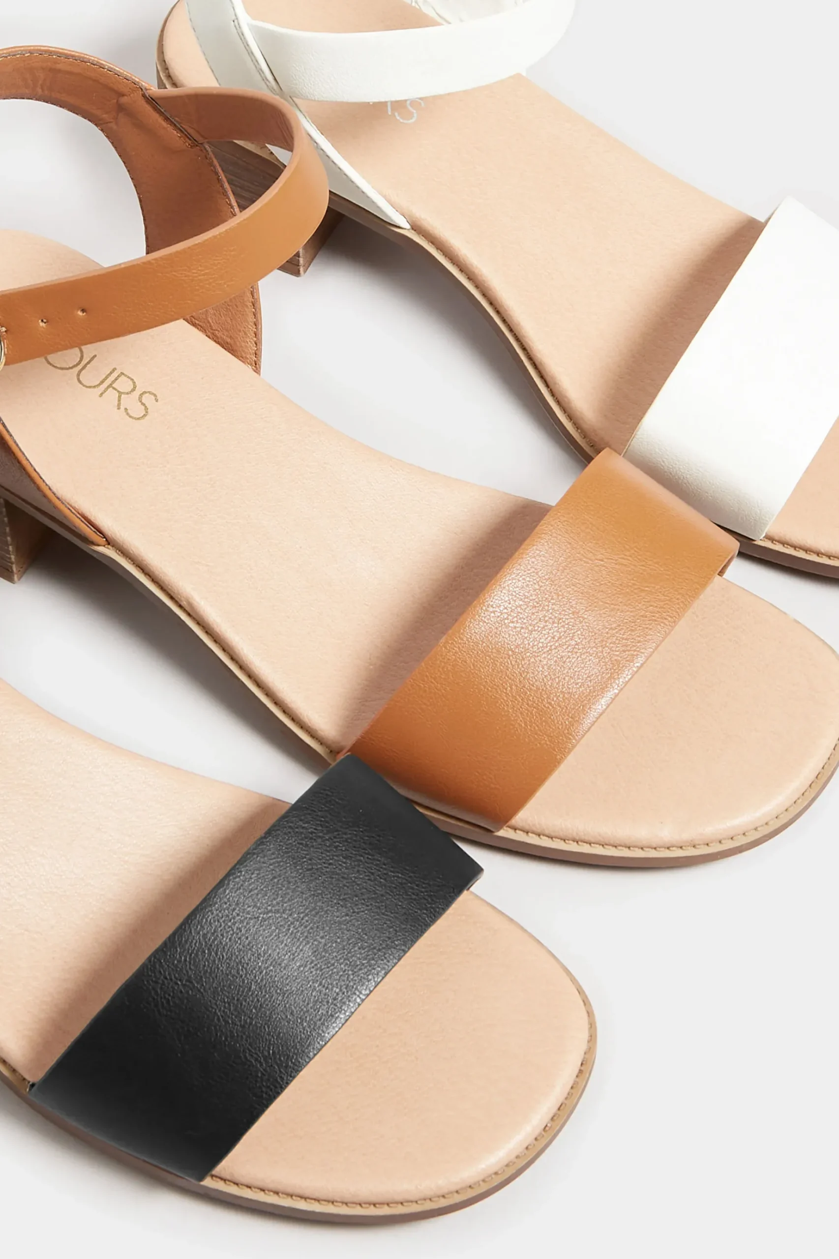 Yours Yours Tan Brown Strappy Low Heel Sandals In Extra Wide Eee Fit