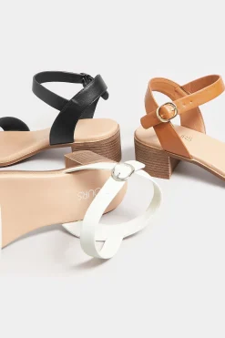 Yours Yours Tan Brown Strappy Low Heel Sandals In Extra Wide Eee Fit