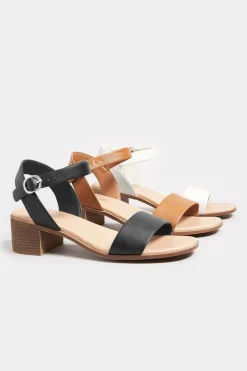 Yours Yours Tan Brown Strappy Low Heel Sandals In Extra Wide Eee Fit