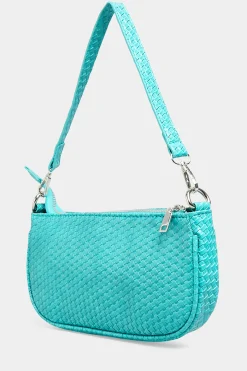 Yours Yours Turquoise Blue Woven Shoulder Bag
