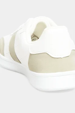 Yours Yours White & Beige Brown Stripe Trainers In Wide E Fit