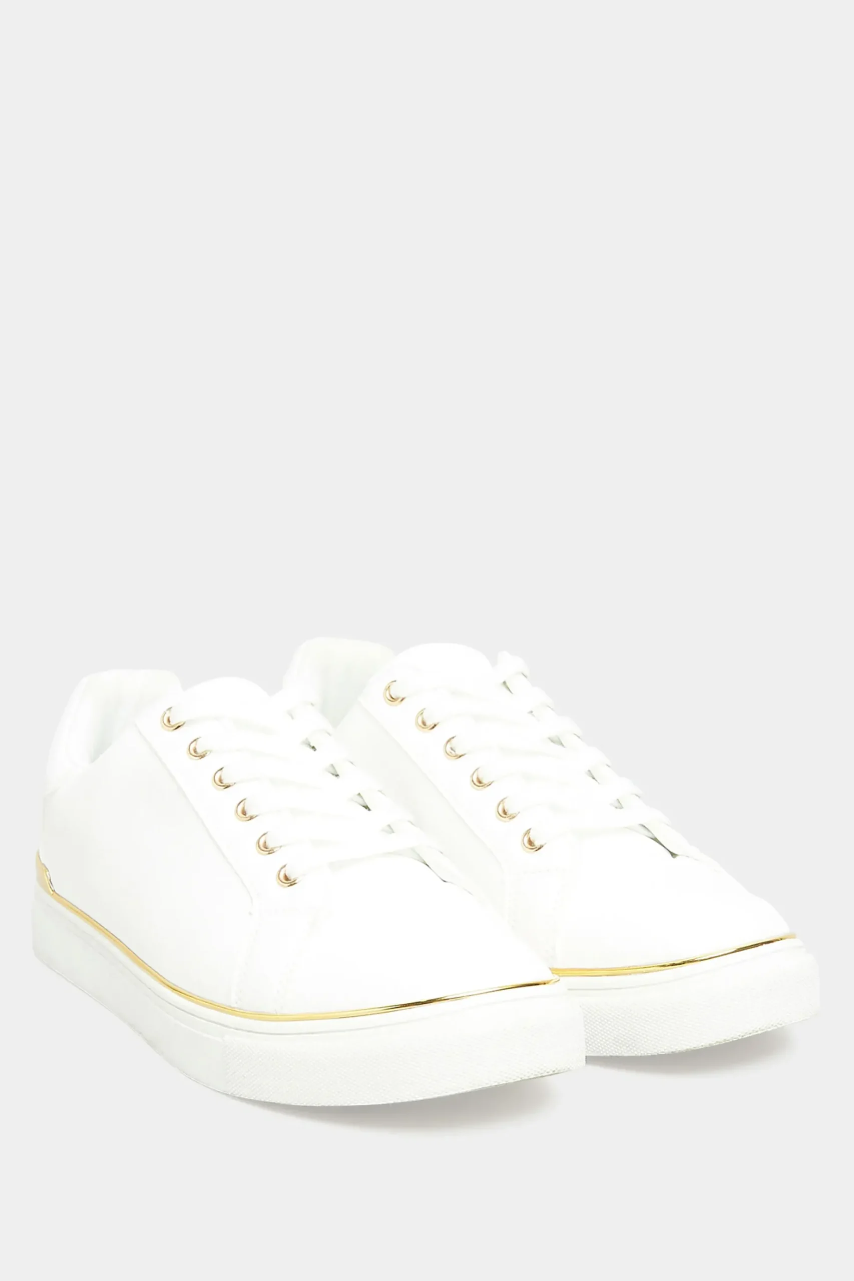 Yours Yours White & Gold Hardware Trainers In Extra Wide Eee Fit