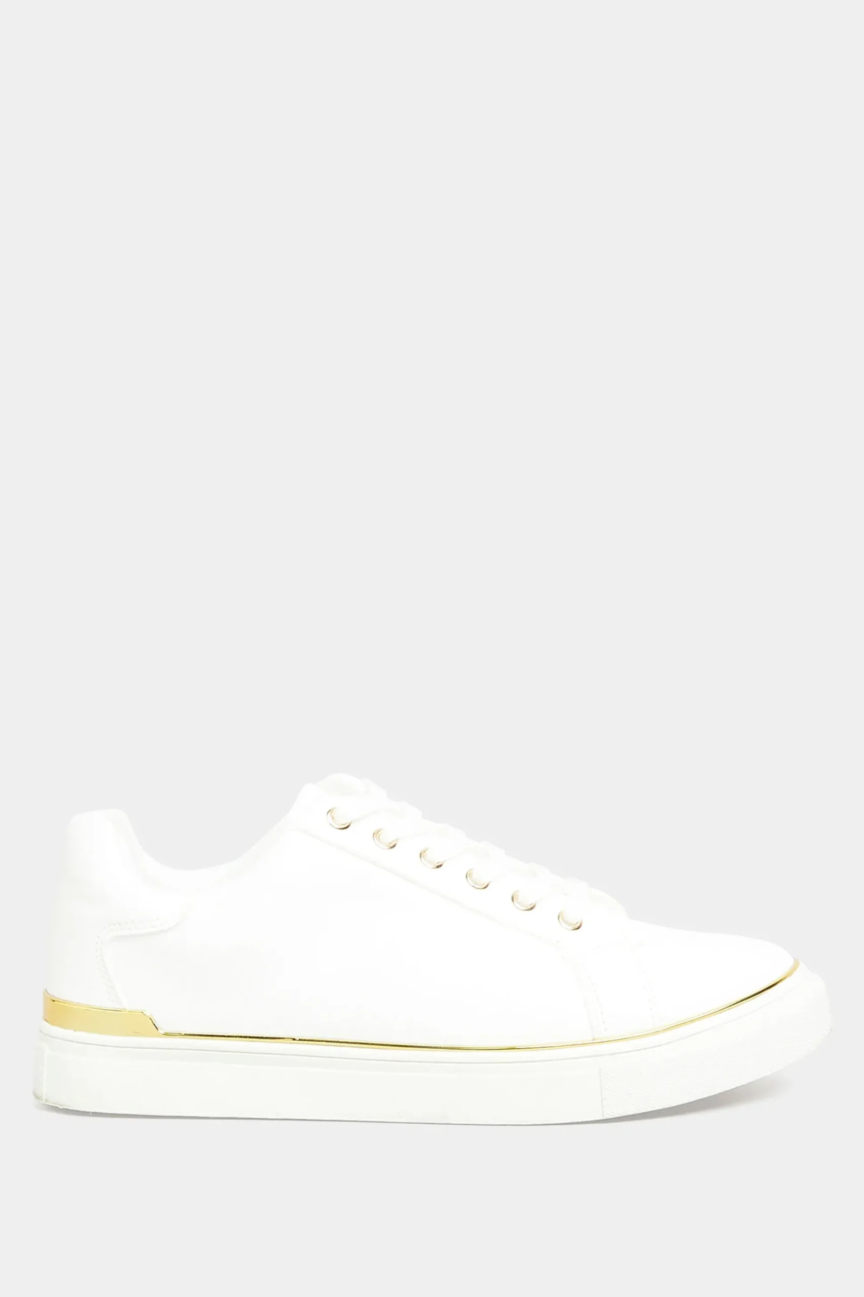 Yours Yours White & Gold Hardware Trainers In Extra Wide Eee Fit