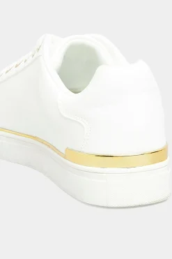 Yours Yours White & Gold Hardware Trainers In Extra Wide Eee Fit
