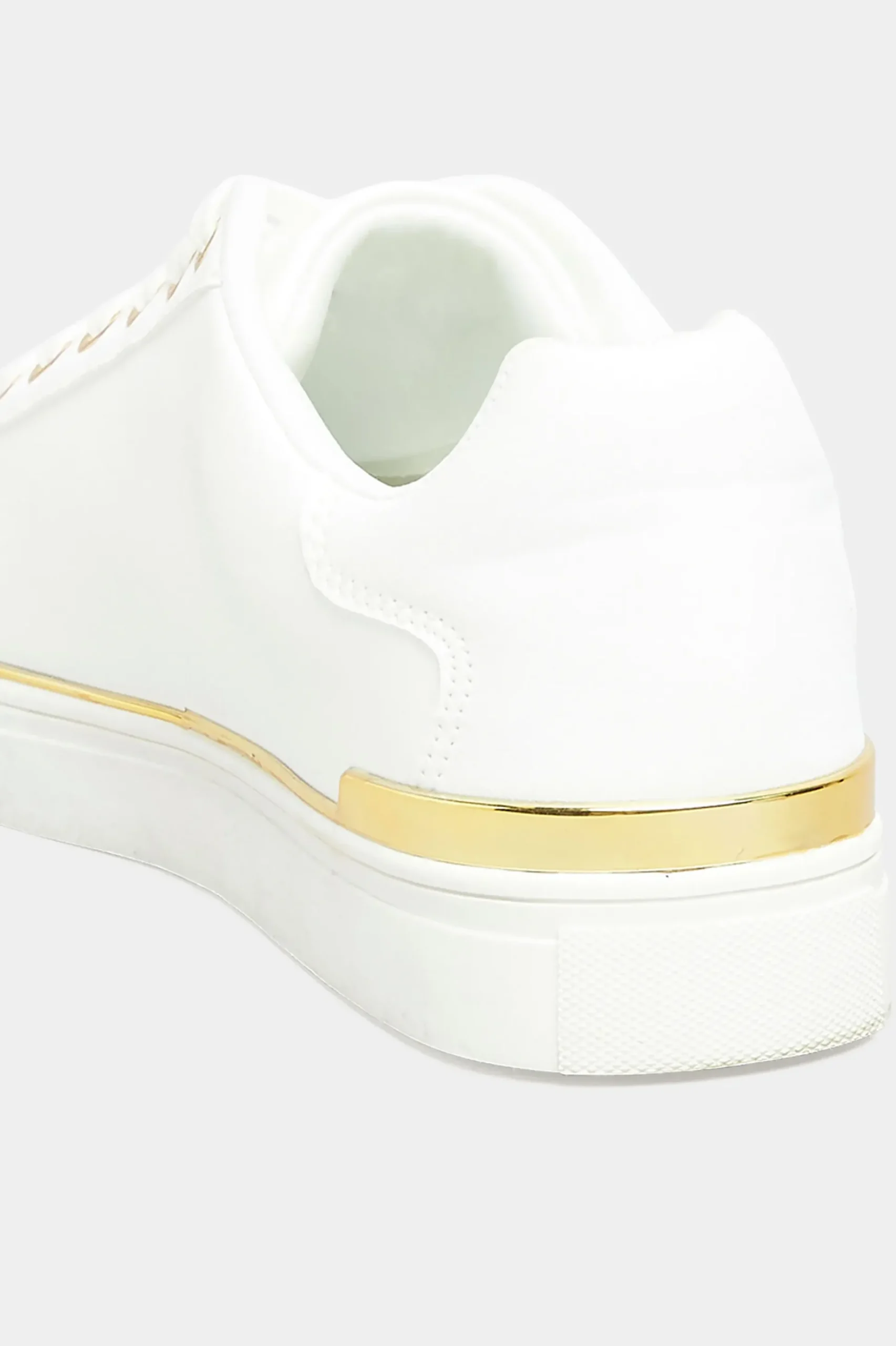 Yours Yours White & Gold Hardware Trainers In Extra Wide Eee Fit