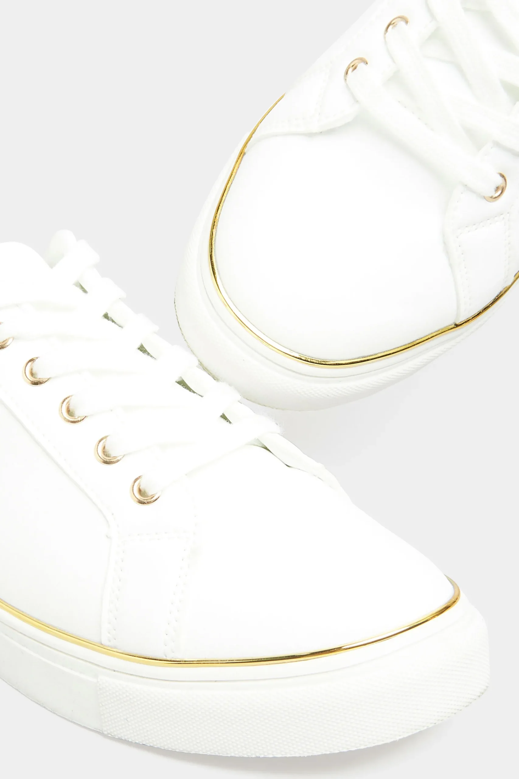 Yours Yours White & Gold Hardware Trainers In Extra Wide Eee Fit