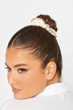 Yours Yours White 2 Pack Chain Scrunchie Set