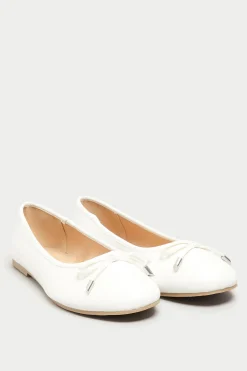 Yours Yours White Ballerina Pumps In Wide E Fit & Extra Wide Eee Fit