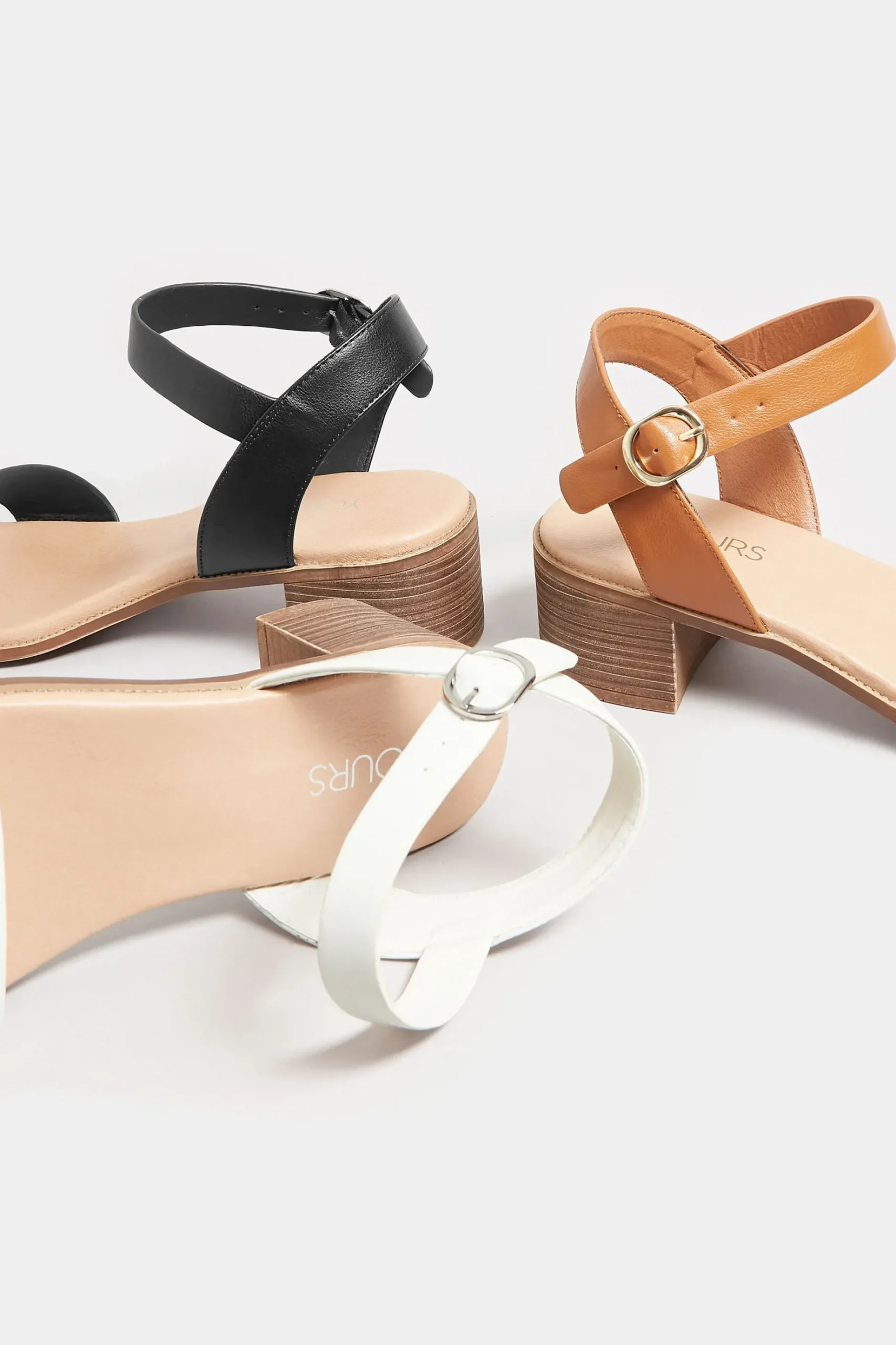 Yours Yours White Block Strappy Low Heel Sandals In Extra Wide Eee Fit