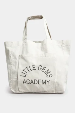 Yours Yours White Canvas Pocket Tote Bag