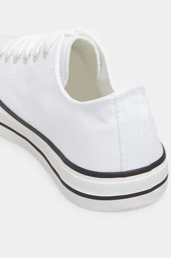 Yours Yours White Canvas Low Trainers In Wide E Fit