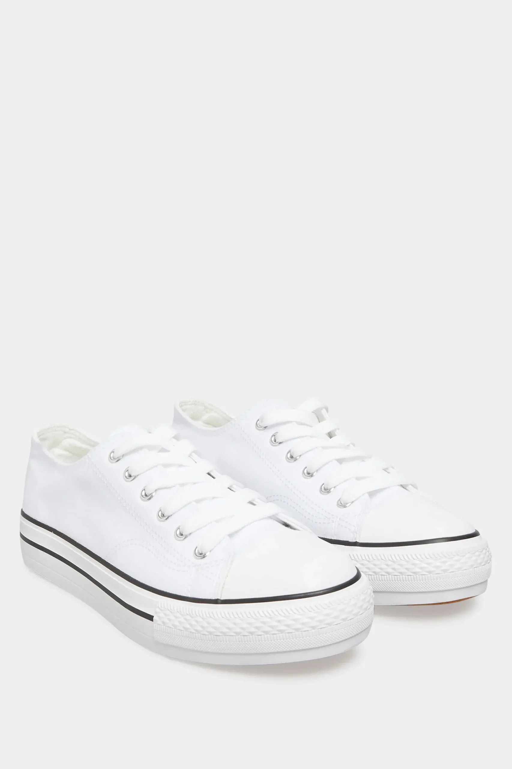 Yours Yours White Canvas Platform Trainers In Wide E Fit