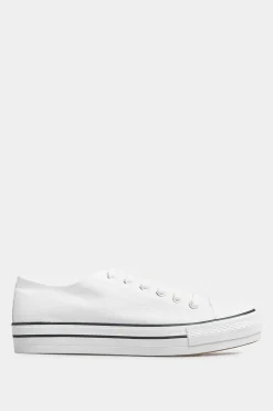 Yours Yours White Canvas Platform Trainers In Wide E Fit