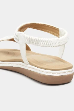 Yours Yours White Diamante Strap Sandals In Wide E Fit & Extra Wide Eee Fit