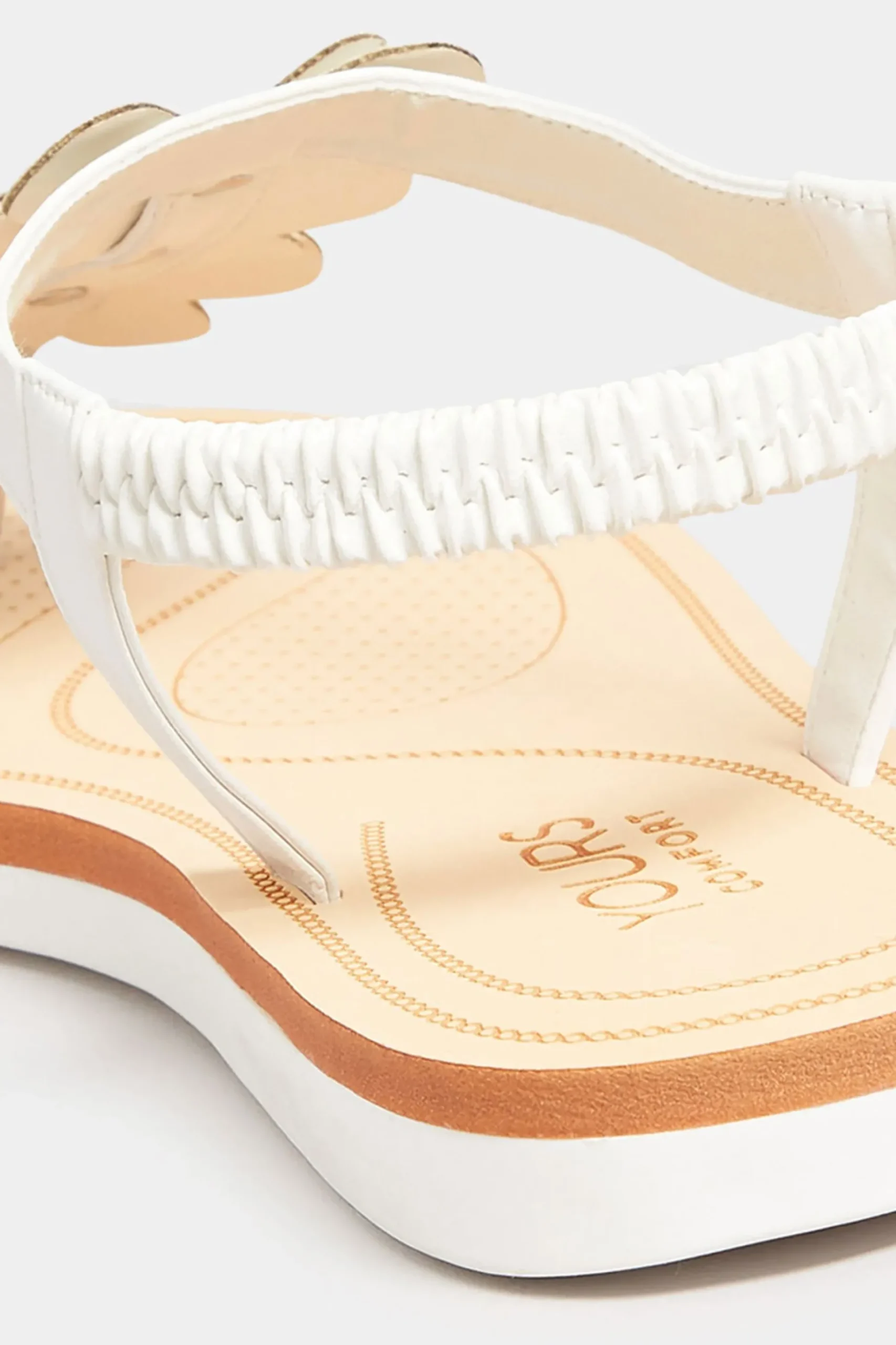 Yours Yours White Diamante Butterfly Sandals In Extra Wide Eee Fit