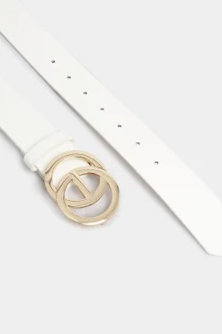 Yours Yours White Double Ring Faux Leather Belt