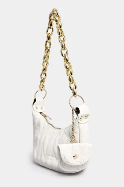 Yours Yours White Quilted Multi Pocket Chunky Chain Bag