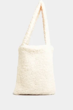 Yours Yours White Shearling Teddy Tote Bag