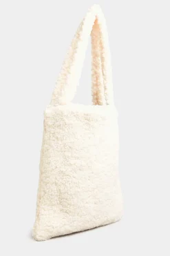 Yours Yours White Shearling Teddy Tote Bag