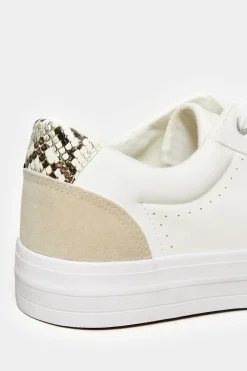 Yours Yours White Snake Print Trainers In Wide E Fit