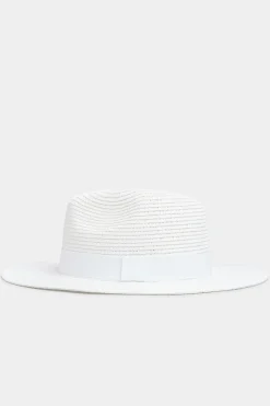 Yours Yours White Straw Fedora Hat