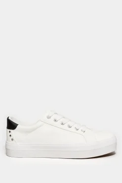 Yours Yours White Studded Detail Trainers In Wide E Fit