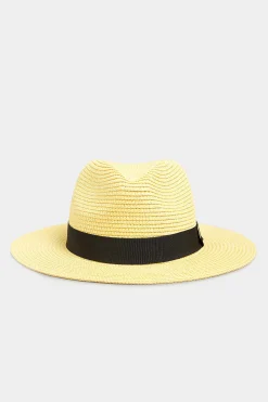 Yours Yours Yellow Straw Fedora Hat