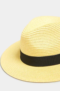 Yours Yours Yellow Straw Fedora Hat