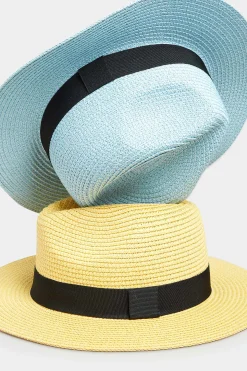 Yours Yours Yellow Straw Fedora Hat